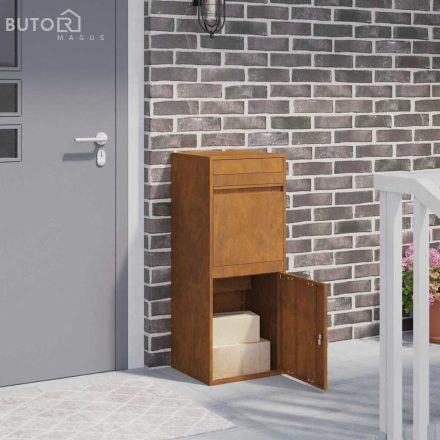 vidaXL Csomagzáró doboz Rozsdás 41 x 38 x 103 cm időjárásálló acél