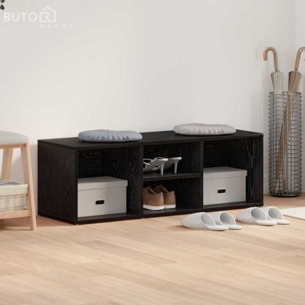 vidaXL Cipő tárolópad polcokkal Musta tammi 102 x 35 x 35 cm Faanyag