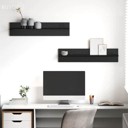 vidaXL Falpolcok polcokkal 2 pcs Musta tammi 80 x 11.5 x 18 cm Faanyag
