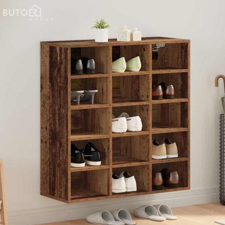vidaXL Cipőszekrény polcokkal Régi fa 77.5 x 30 x 83.5 cm Faanyag