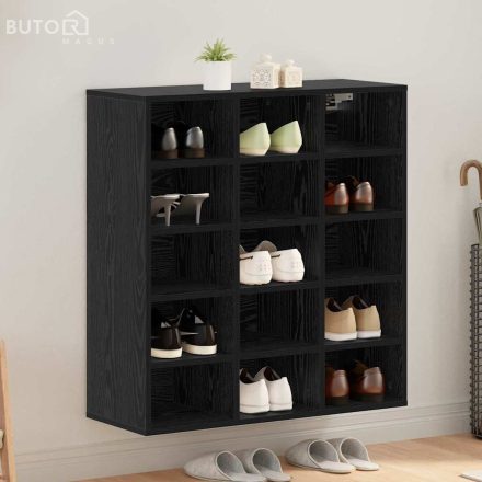 vidaXL Cipőszekrény polcokkal Musta tammi 77.5 x 30 x 83.5 cm Faanyag