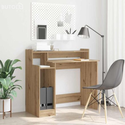 vidaXL Asztal with Desk Lamps polcokkal tárolóval kézműves tölgy 97 x 45 x 90 cm Faanyag