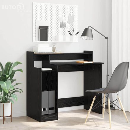 vidaXL Asztal with Desk Lamps polcokkal tárolóval Musta tammi 97 x 45 x 90 cm Faanyag