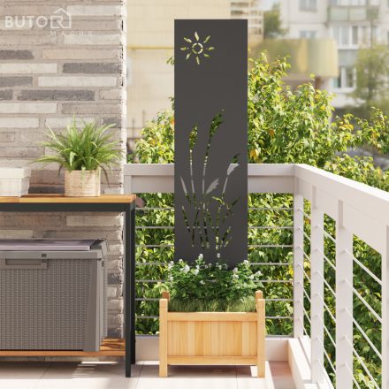 vidaXL Kerti dekoratív panel Fekete 32 x 140 cm Hidegen hengerelt acél