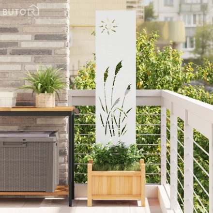vidaXL Kerti dekoratív panel Fehér 32 x 140 cm Hidegen hengerelt acél