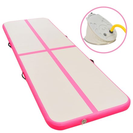 vidaXL rózsaszín PVC felfújható tornaszőnyeg pumpával 300x100x10 cm