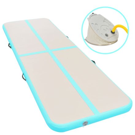 vidaXL zöld PVC felfújható tornaszőnyeg pumpával 300 x 100 x 10 cm 