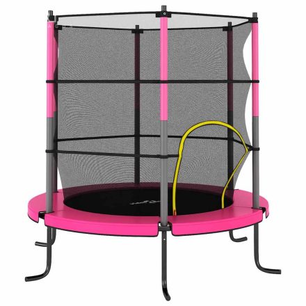 vidaXL kerek rózsaszín trambulin védőhálóval 140 x 160 cm