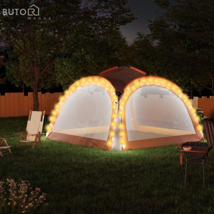 vidaXL szürke és narancs sátor LED-del és 4 oldalfallal 3,6x3,6x2,3 m