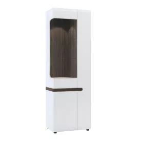   Vitrin, fehér extra magas fényű HG/trufla sonoma tölgy, balos, LYNATET 01
