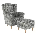 füles fotel puffal, szövet patchwork N1, ASTRID
