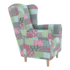 Füles fotel, szövet patchwork, CHARLOT