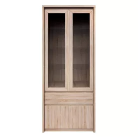   Vitrines szekrény, DTD laminált, tölgy sonoma, NORTY TYP 3