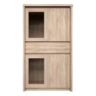 Vitrines szekrény, DTD laminált, tölgy sonoma, NORTY TYP 7
