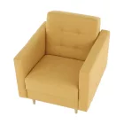 Teljesen kárpitozott fotel, mustár színű anyag, AMEDIA