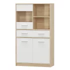 Vitrines szekrény 2D1W1S/80, fehér/tölgy sonoma, TEYO