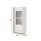 Vitrines szekrény 72, fehér/tölgy grandson/magasfényű fehér, CITY