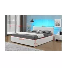 Modern francia ágy RGB LED világítással, fehér, 160x200, JADA NEW