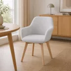 Dizájnos fotel, világosszürke/bükk, CLORIN NEW