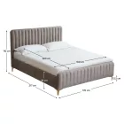 Ágy, szürkésbarna Taupe/gold arany króm, 160x200, KAISA