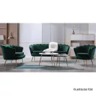 Pad Art-deco stílusban, smaragd Velvet anyag/gold króm-arany, NOBLIN