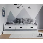 Ágy kihúzható pótággyal, fehér, tömörfa, 90x200, MARINELLA NEW