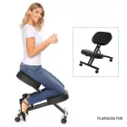 Ergonomikus térdelőszék, szürkésbarna Taupe/bükkfa, FLONET