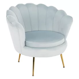   Fotel Art-deco stílusban, szürke-kék Velvet anyag/gold chróm-arany, NOBLIN