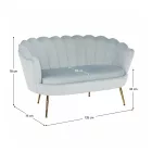 Pad Art-deco stílusban, szürke-kék Velvet anyag/gold chróm-arany, NOBLIN