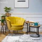 Fotel Art-deco stílusban, mustár színű Velvet anyag/gold chróm-arany, NOBLIN