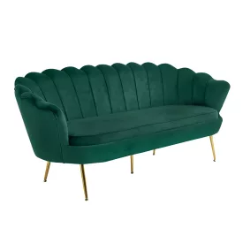   Luxus heverő, 3-as ülés, smaragd Velvet szövet/króm arany, Art-deco stílus, NOBLIN
