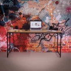 Íróasztal tölgy/fekete, 150x60 cm, MELLORA