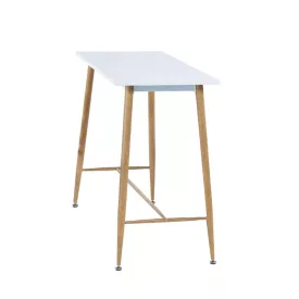 Bárasztal, fehér/bükk, MDF/fém, 110x50 cm, DORTON