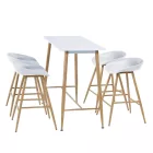 Bárasztal, fehér/bükk, MDF/fém, 110x50 cm, DORTON