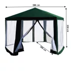 Kerti pavilon sátor, 3,9x2,5x3,9m, zöld/fehér, RINGE TYP 1+6 oldal