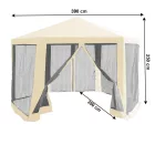 Kerti pavilon sátor, 3,9x2,5x3,9m, bézs/fekete, RINGE TYP 2+6 oldal