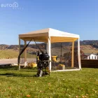 Kerti pavilon sátor, 3,9x2,5x3,9m, bézs/fekete, RINGE TYP 2+6 oldal