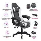 Irodai/gamer szék RGB LED világítással, fekete/fehér, JOVELA