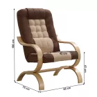 Fotel, szürkésbarna Taupe/barna/tölgy, GURU