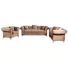Luxus fotel, világosbarna Velvet szövet, ROMANO