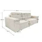 Kihúzható heverő, bézs, HARPERA BIG SOFA