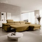 Kihúzható ülőgarnitúra, mustárszínű, jobbos, HORTY ROH