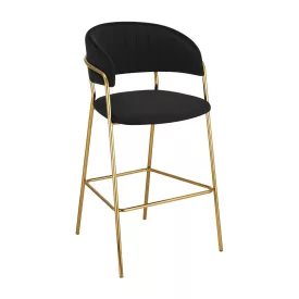   Design bárszék, fekete Velvet szövet/gold króm arany, DASMIN TYP 2