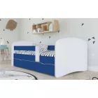Ágy ráccsal és tárolóhellyel 90x200, fehér/kék, COCOLINO