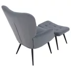Fotel lábtartóval, szürke Velvet szövet/fekete, HABEN