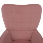 Fotel lábtartóval, rózsaszín Velvet szövet/tölgy, HABEN