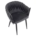 Étkezőszék, sötétszürke Velvet szövet/fekete, BLER