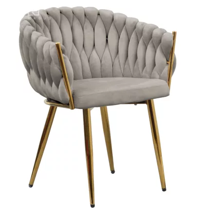 Étkezőszék, szürkésbarna Taupe Velvet szövet/gold króm arany, DEILA