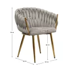 Étkezőszék, szürkésbarna Taupe Velvet szövet/gold króm arany, DEILA