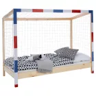 Montessori ágy, természetes/fehér/kék/piros, 90x200, FUTAL